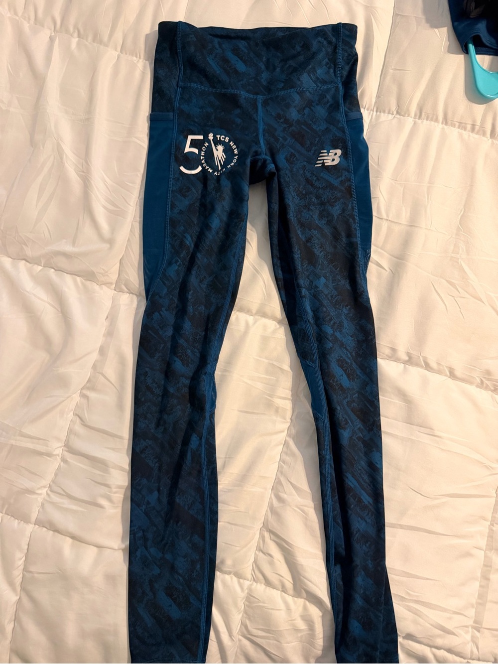 New Balance Women’s Dark Blue Patterned Athletic Leggings NYC MARATHON